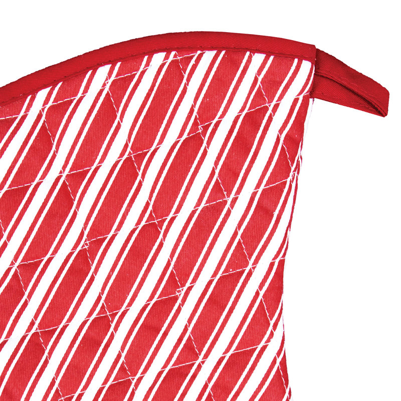 Red Striped Cotton Oven Mitt, 13-inch
