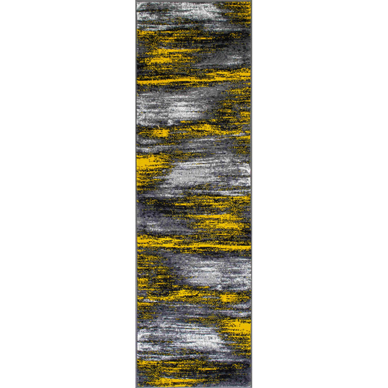 Tapis géométrique tissé à la machine, Tapis de couloir 2 pi x 7 pi