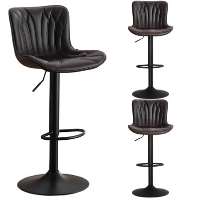 Faux Leather Swivel Adjustable Height Bar Stool (Set of 3)