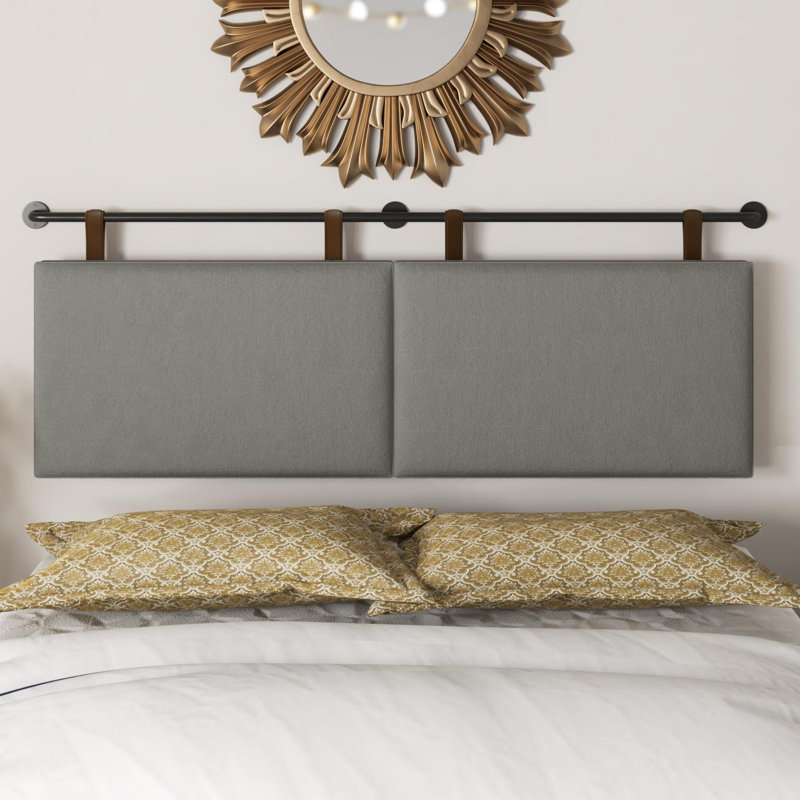 Upholstered King 100% Linen Panel Headboard, King, Gray