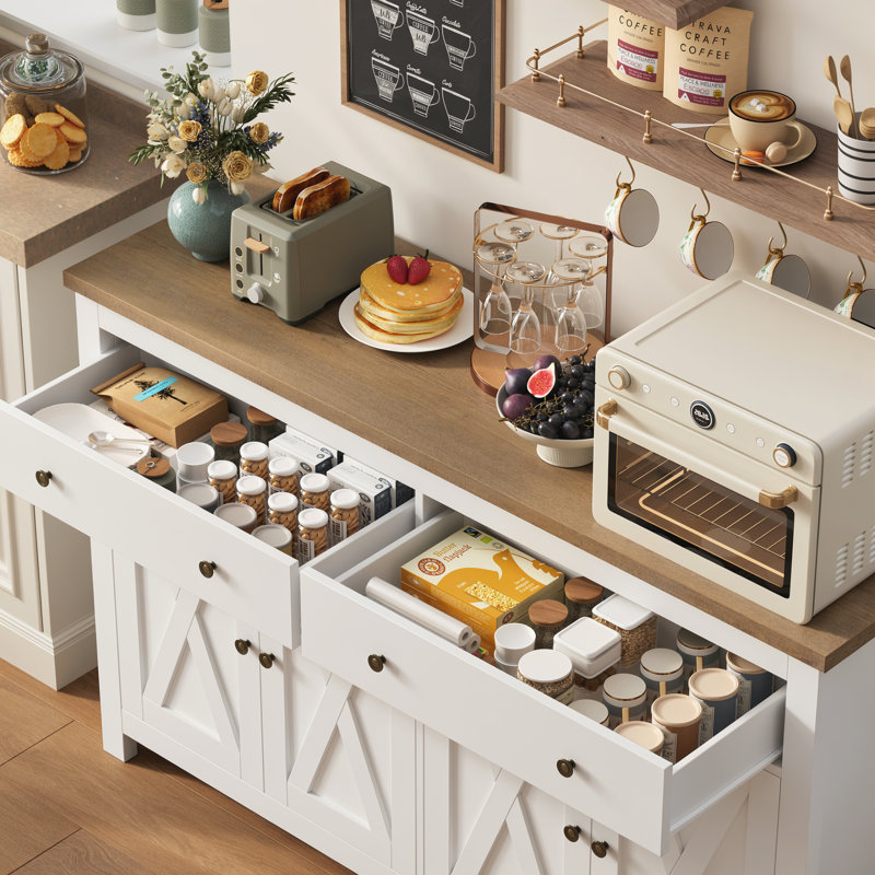 55.1'' Sideboard, White/Oak