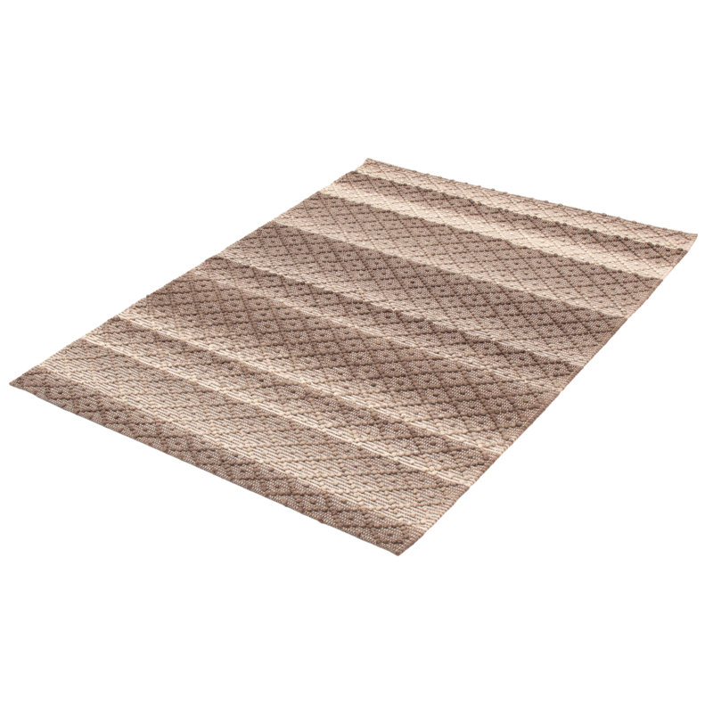 Tapis taupe en laine tressé à la main Southwestern