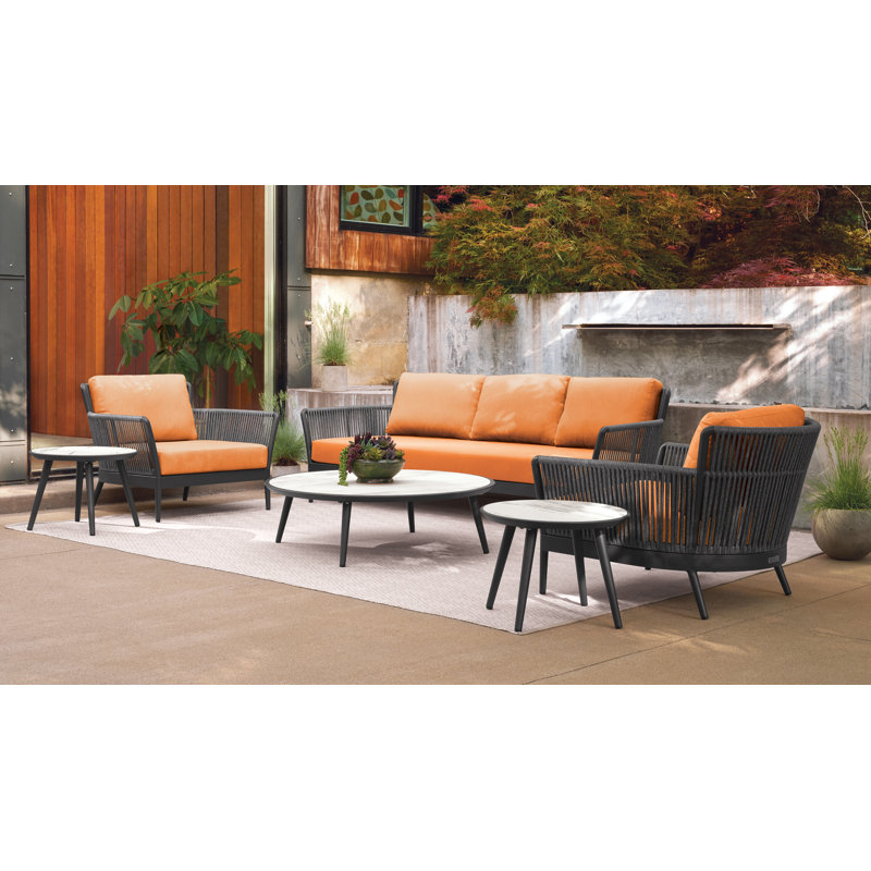 Outdoor 3 - Seat Patio Sofa, Tangerine