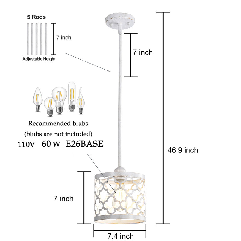 Luminaire suspendu tambour 1 lumière Adai