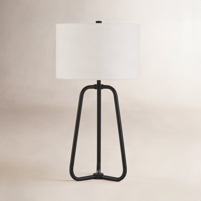 Gio 25.5" Tall Table Lamp with Fabric Shade in Blackened Bronze/White