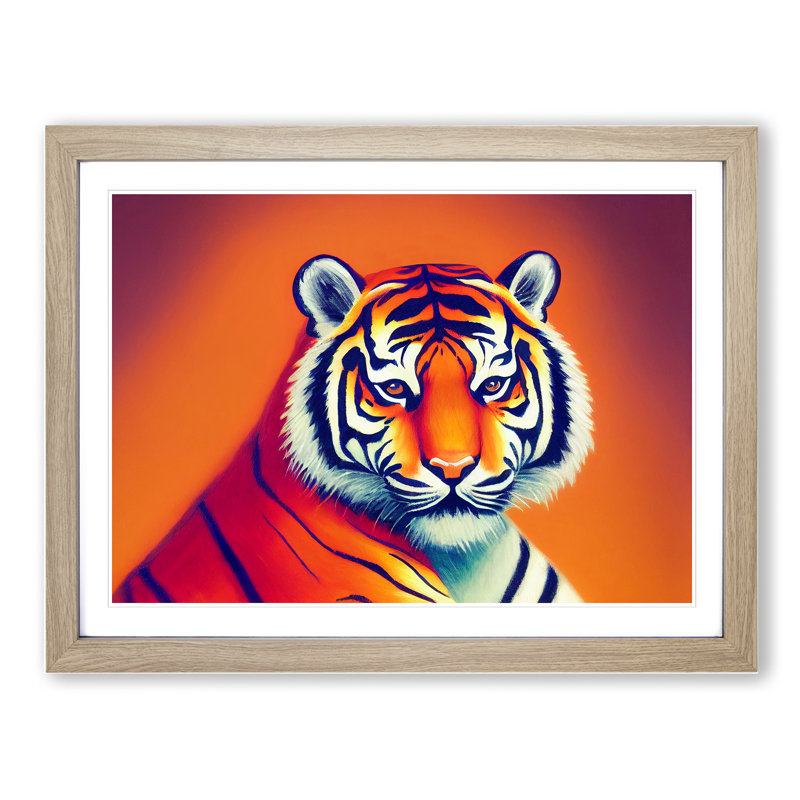 Cosmopolitan Tiger - Framed Print, 46cm H x 64cm W x 2cm D, Oak Framed