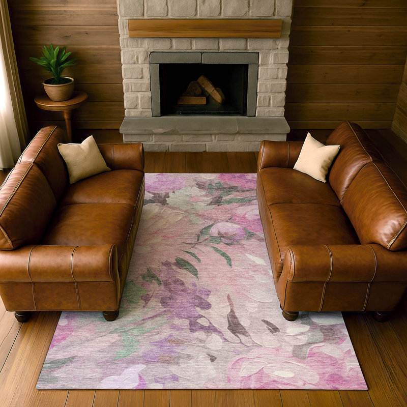 Premium Machine Washable Mayfield AMF2264 Floral Rug, 2'6" x 3'10", Blush