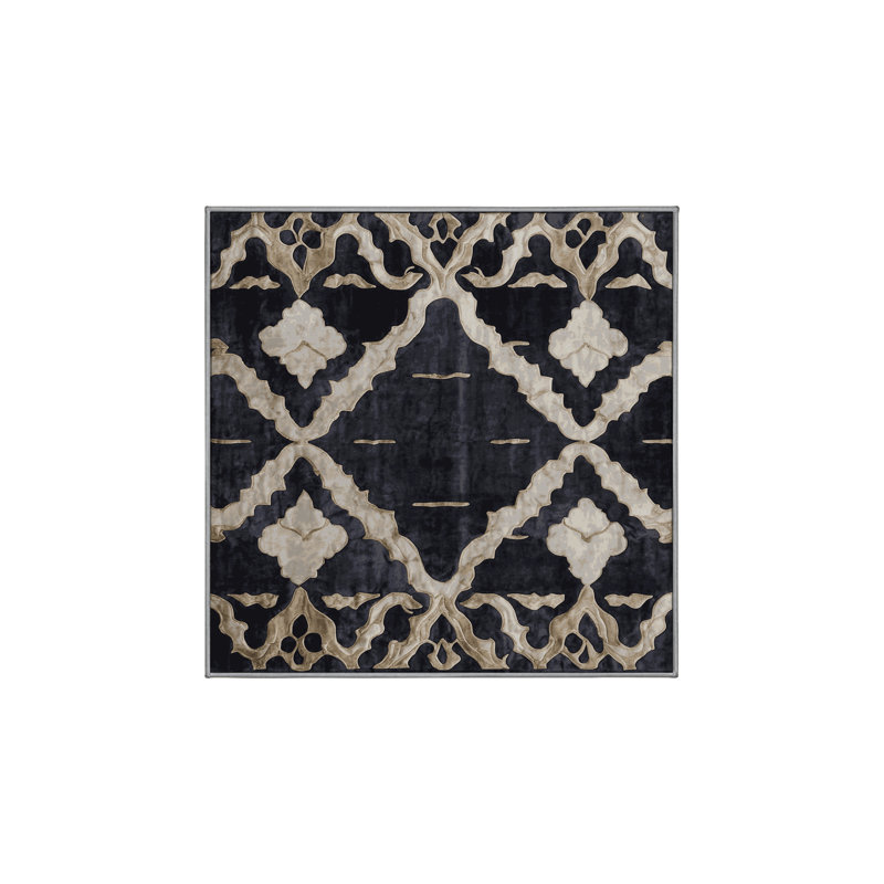Machine Washable Gray Area Rug, Square 4'