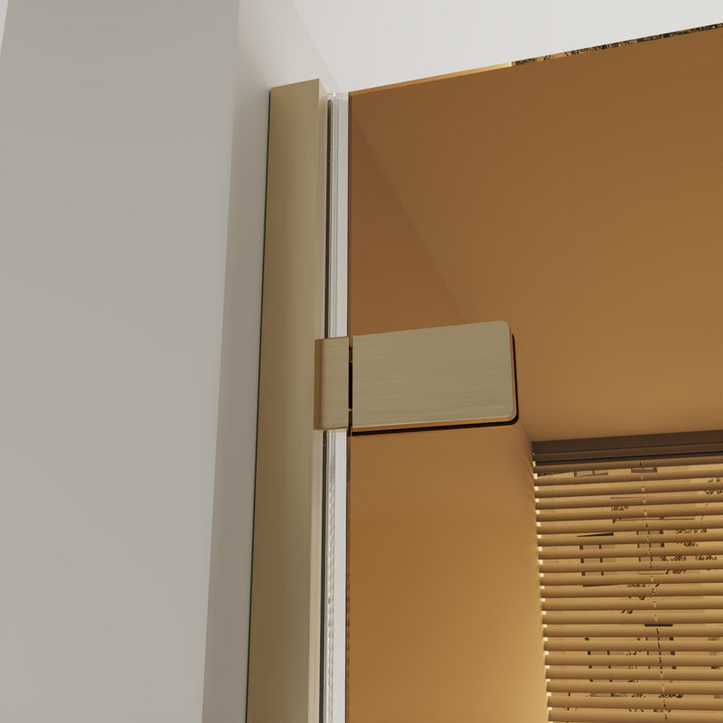  Drew Porte de douche pivotante réversible 29,9po–30,3po x 79po en or brossé avec verre teinté brun, Or brossé