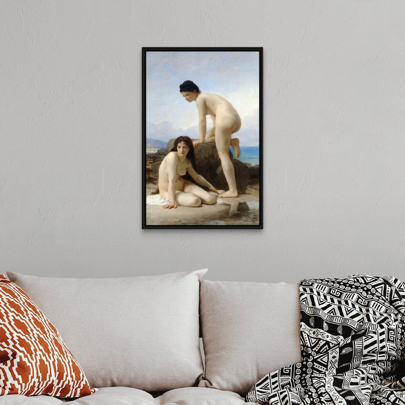 " The Two Bathers " Print, 32" H x 22" W x 1.75" D, Black Floater Framed