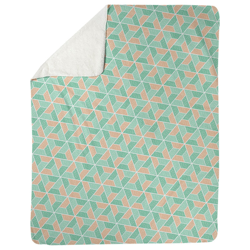 Couverture Katelyn Elizabeth Trapezoids, l 52,5 po x L 62,5 po, Vert / Orange