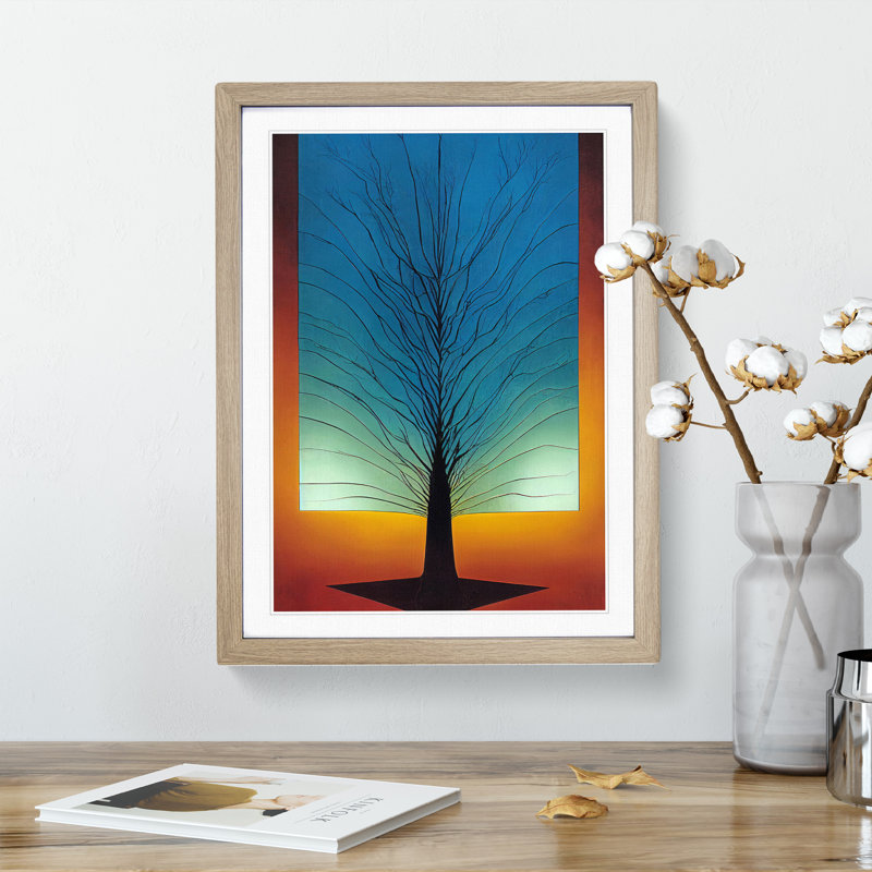 Abstract Tree No.2 - Single Picture Frame Print, 46cm H x 34cm W x 2cm D, Oak Framed