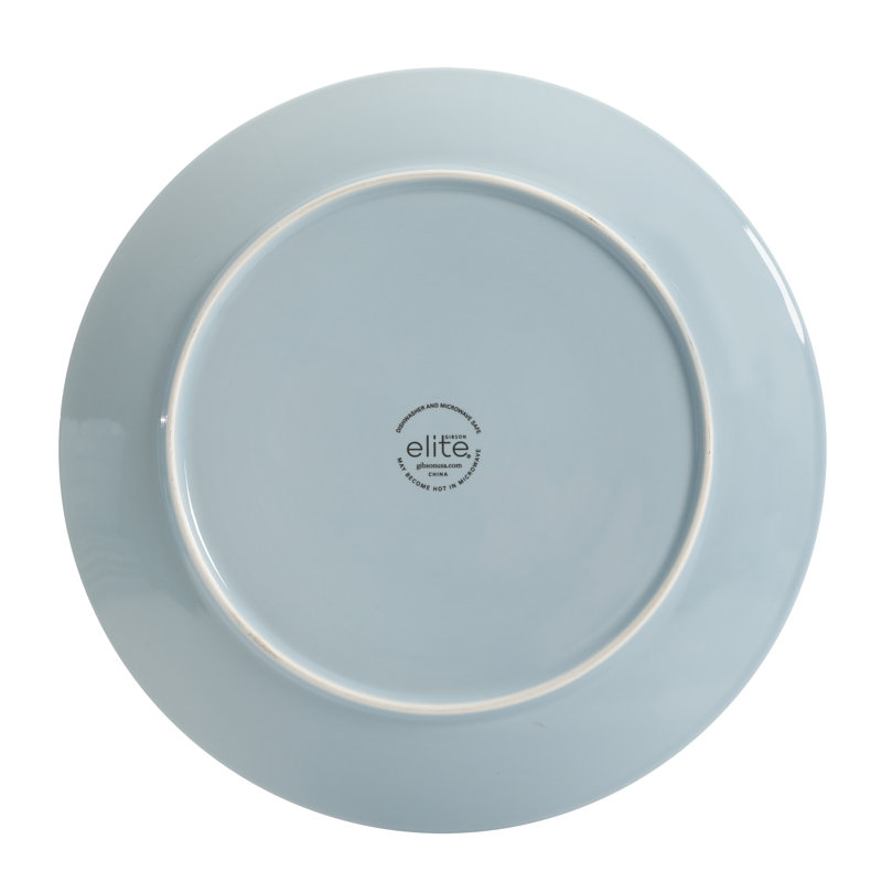 Aqua Floral Porcelain 16-Piece Dinnerware Set for 4