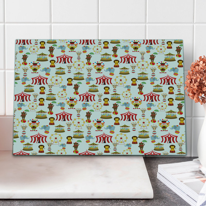 Ambesonne Colorful Cutting Board Large Size Circus Bear Multicolor