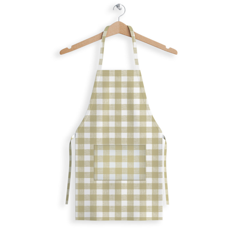 Plaid Bib Apron, Light Brown/White