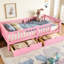 Lit plateforme simple rose TG, garde-corps, rangement à tiroirs avec garde-corps pleine longueur, rangement intégré, repose-pieds confortable-999043788