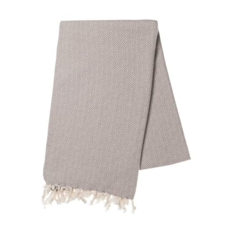 Jeté en coton Elmas, Gris clair