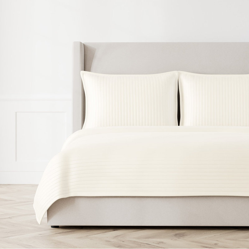 Charmeuse Channel Quilt Coverlet, King Coverlet, Ivory