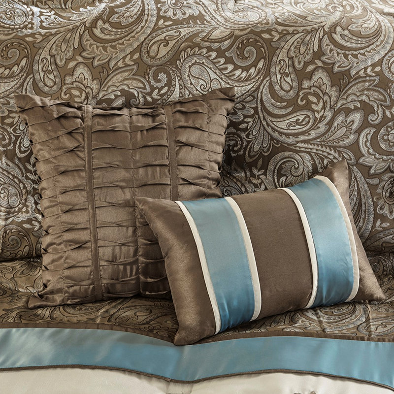 Édredon bleu 7 pièces avec motif cachemire