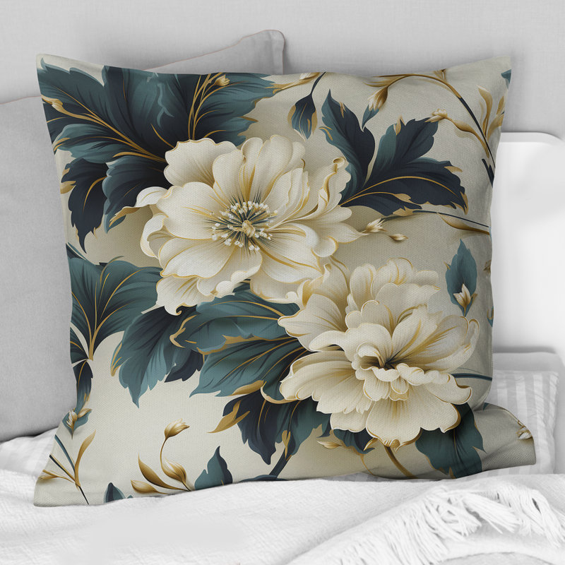 Coussin décoratif à motif floral Victorian Contemporary VI, H 16 po x l 16 po