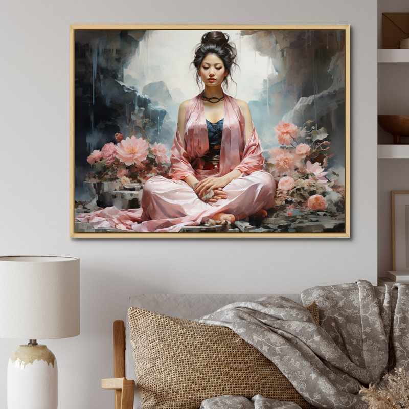Art asiatique, bodhisattva Grace II - impression, H 16 po x l 32 po x P 1 po, Cadre naturel flottant