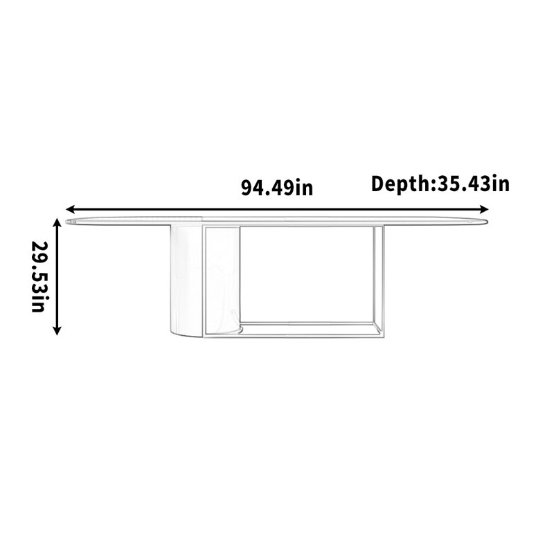 Bureau et bureau ovales en bois massif, H 29,53 po x l 94,49 po x P 35,43 po