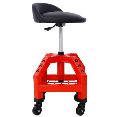 Pneumatic 360 Degree Swivel Stool Heavy Duty Rolling Mechanics Stool Sitting Stool, Shop Stool with Casters by 17 Stories