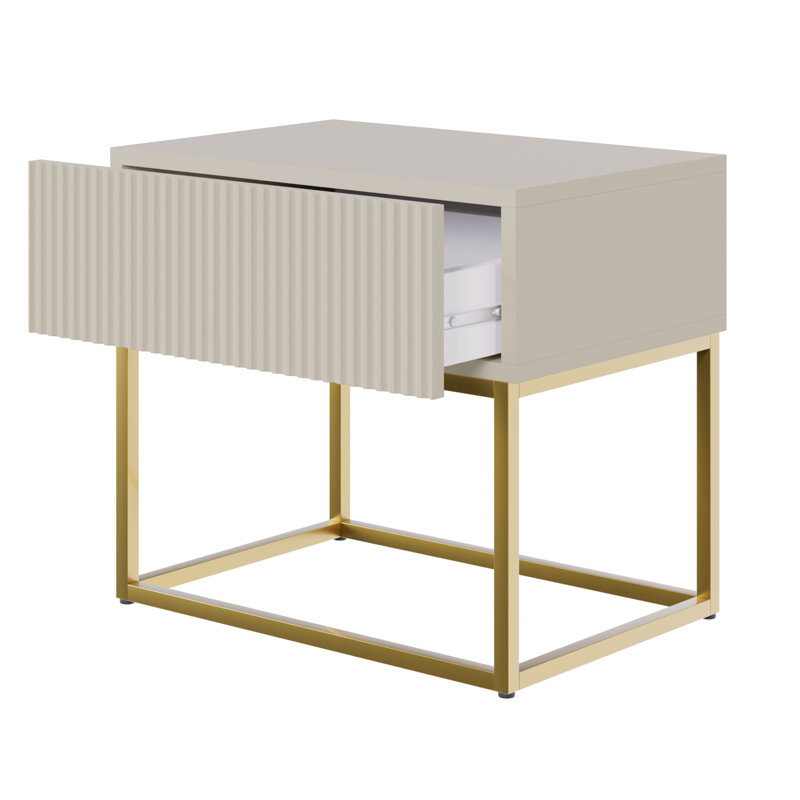 Atahan 50cm W Steel Bedside Table, Grey