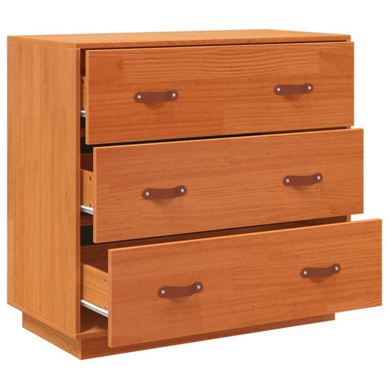 Nyeli Solid Wood 80cm W 3 - Drawer Chest of Drawers