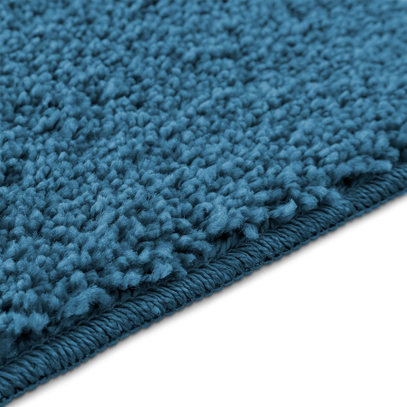 Cotton Non-Slip Bath Mats Rectangular, Blue, 70cm, 120cm