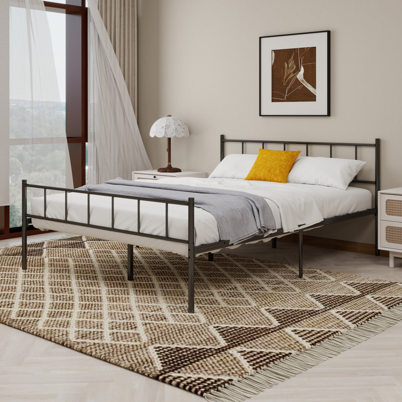 Metal Platform Bed Frame, Black, Queen