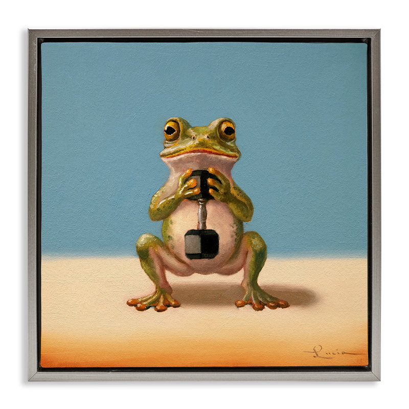 Cadre flottant à grenouille, par Lucia Heffernan, H 18 po x l 18 po, Cadre flottant gris lustré