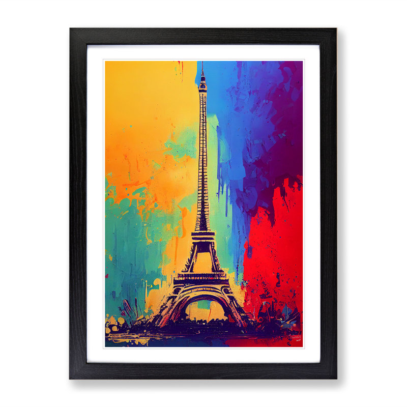 Eiffel Tower Paint Splash No.4 - Single Picture Frame Print, Black Framed, 34cm H x 25cm W x 2cm D