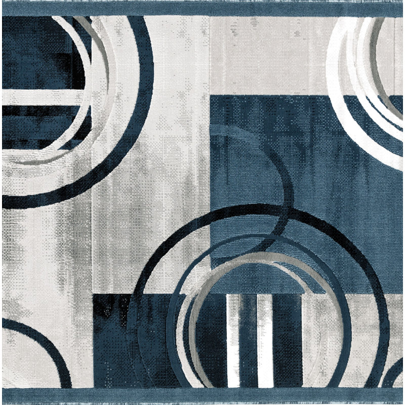 Tapis bleu foncé / gris Charleson, Rectangle 2 pi x 3 pi