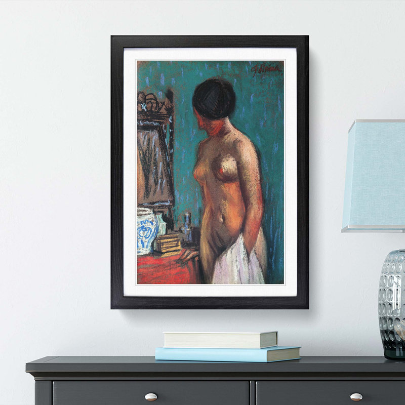 Nude Woman by Fujishima Takeji - Picture Frame Painting Print, 36cm H x 27cm W x 2cm D, Black Framed