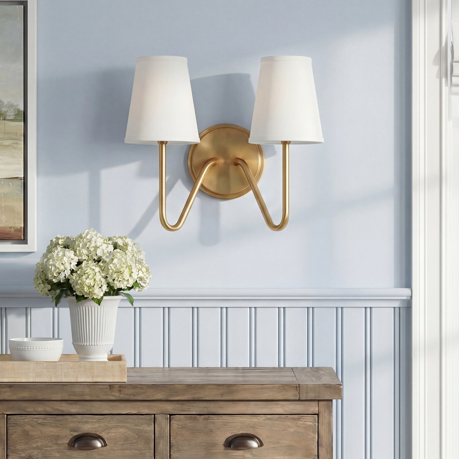 Roan 2-Light Dimmable Armed Sconce, Natural Brass