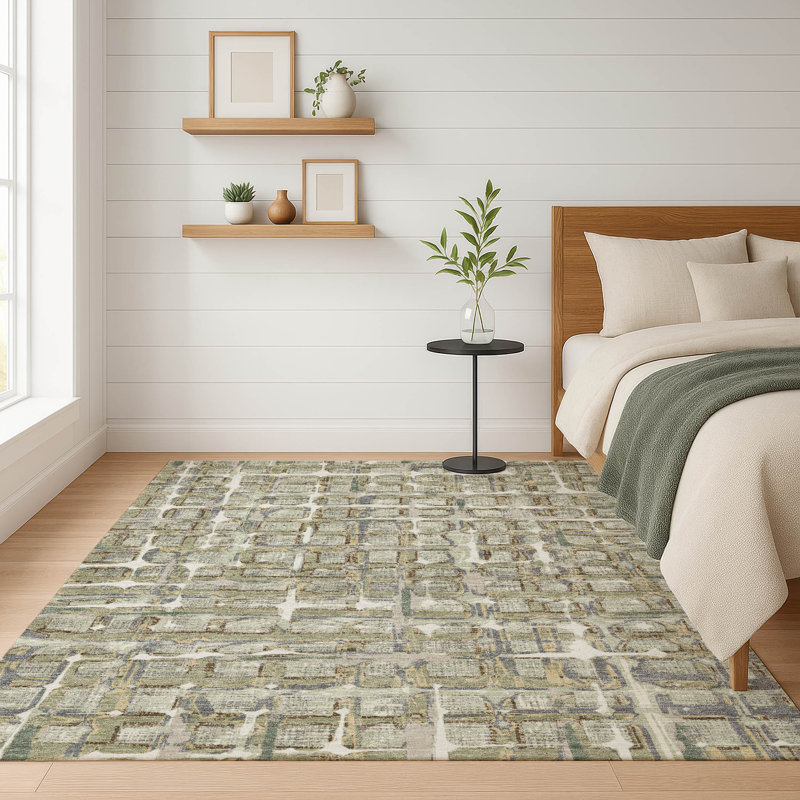 Machine Washable Indoor/Outdoor Chantille ACN2762 Geometric Rug, Celery, 8' x 10'