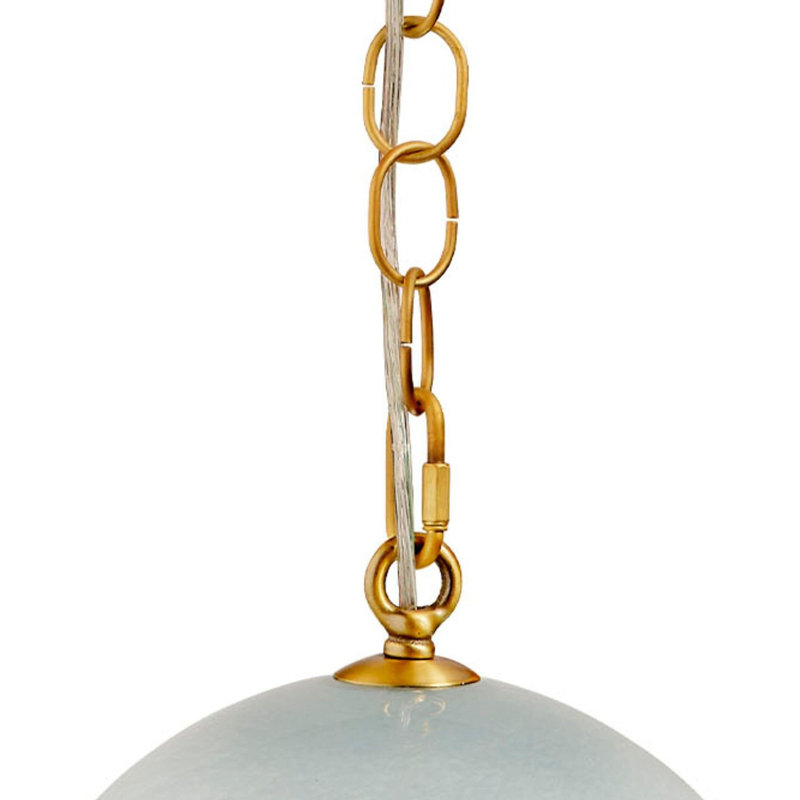 Luminaire suspendu Tero, verre soufflé, laiton antique, 12 po, Bleu