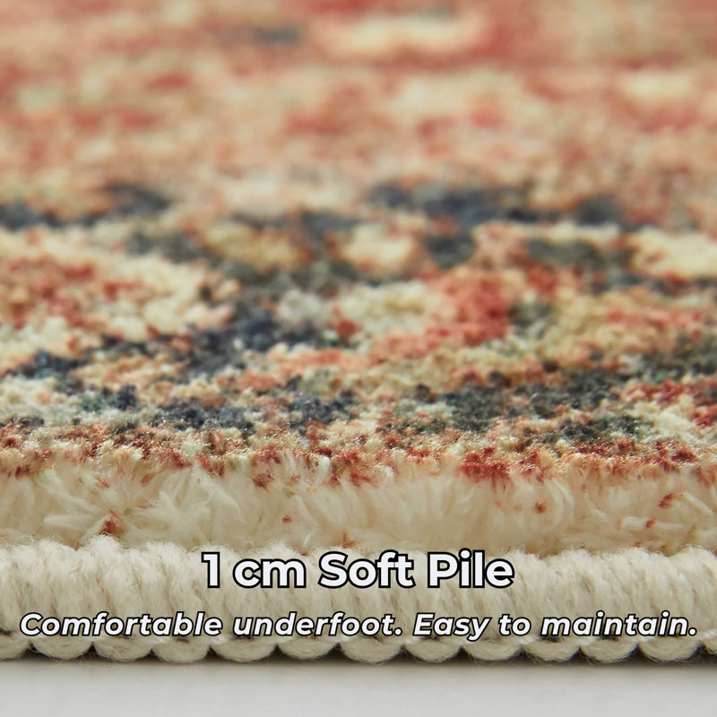 Traditional Oushak Cashmere-Feel Area Rug & Runner, Non-Slip Washable Living Room Carpet, Rectangle 160 x 230 cm