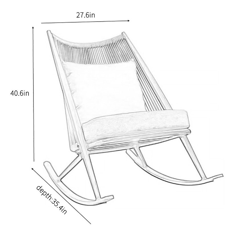 Chaise berçante simple en métal, Gris, Noir