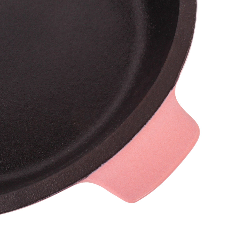 BergHOFF Neo 5Pc Cast Iron Cookware Set with 3Qt., 5Qt. Covered Dutch Ovens, and Fry Pan, Pink