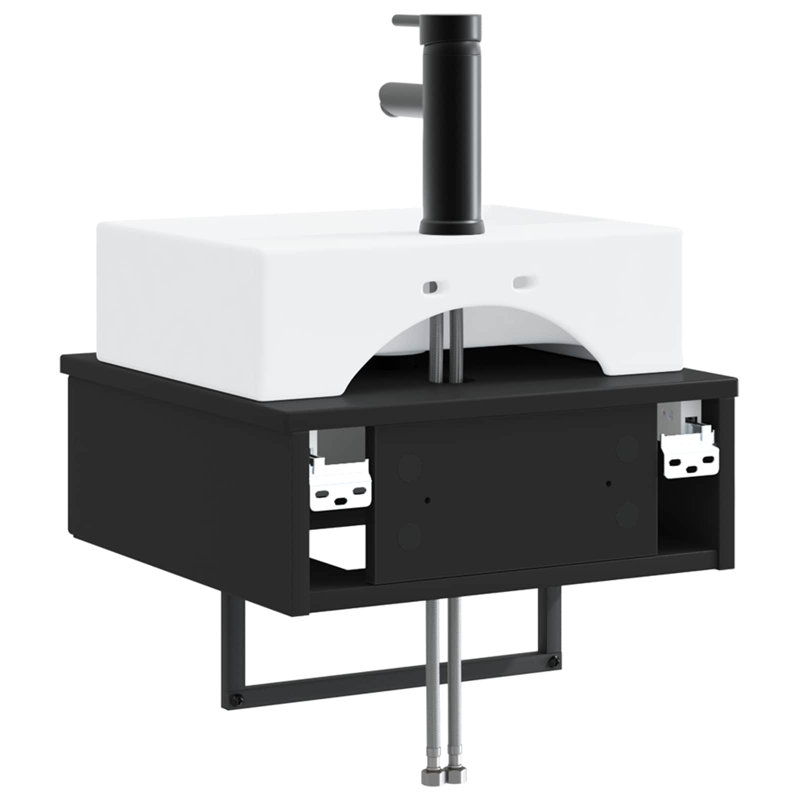 Single Bathroom Vanity with Ceramic Basin, Black
