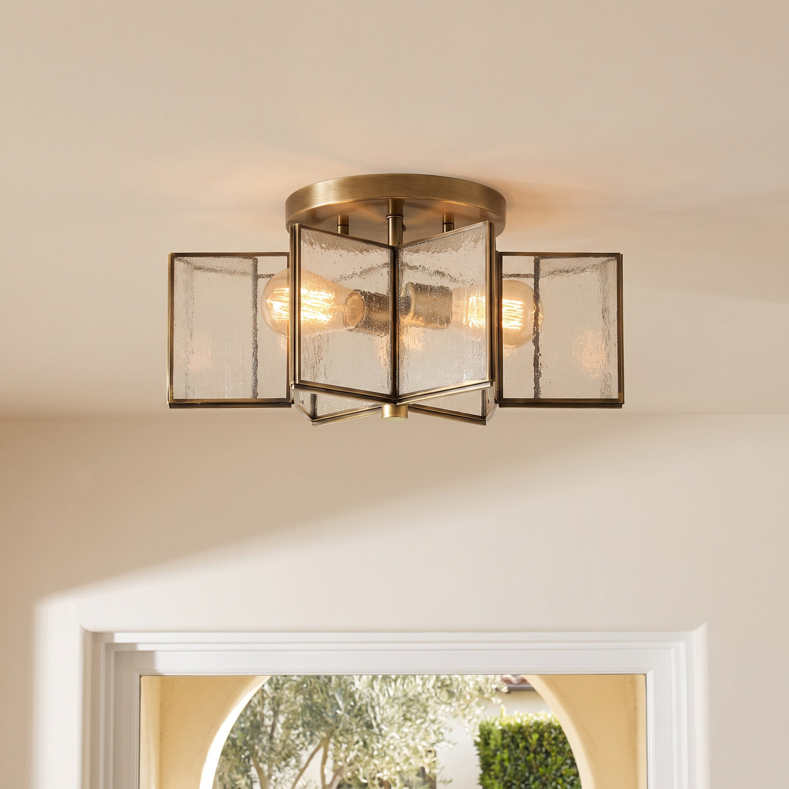 Putnam 2 Light Glass Semi Flush Mount, Clear