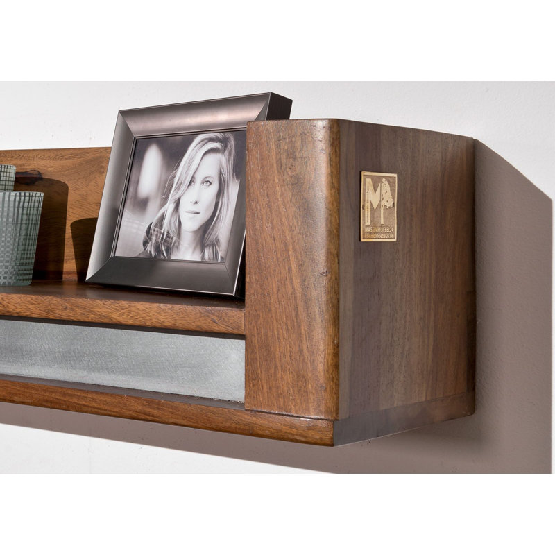 Sydney Sheesham Solid Wood Accent Shelf, 20cm H x 120cm W x 22cm D, Unique noble