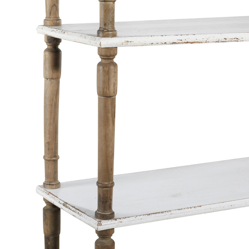 37" W Distressed Wood 5-Shelf Bookcase
