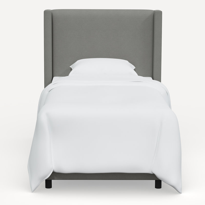 Lit tapissier standard Hanson, Simple, Lin classique gris