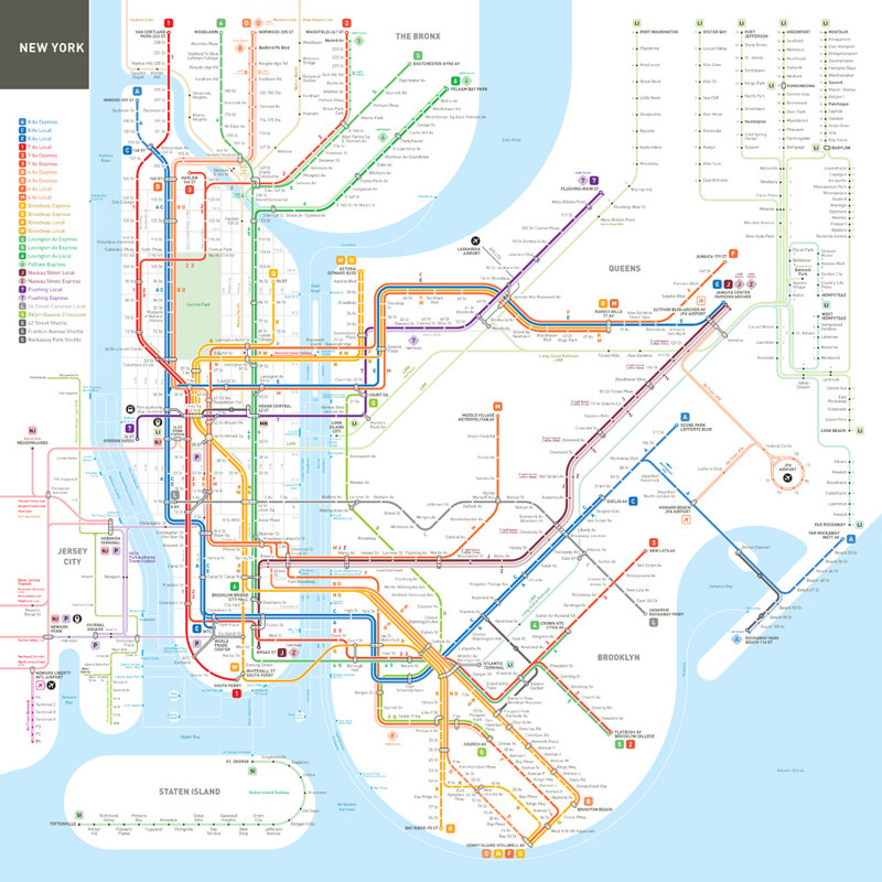 Carte du métro de New York, H 15 po x l 15 po