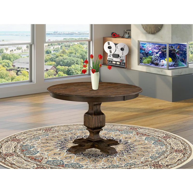 Table de salle à manger Kitchen - plateau rond en bois avec base piédestal, 48 x 48 pouces, Jacobin patiné