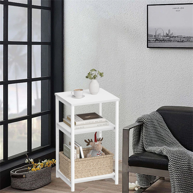 Industrial Chic Bedside Table – Versatile, White