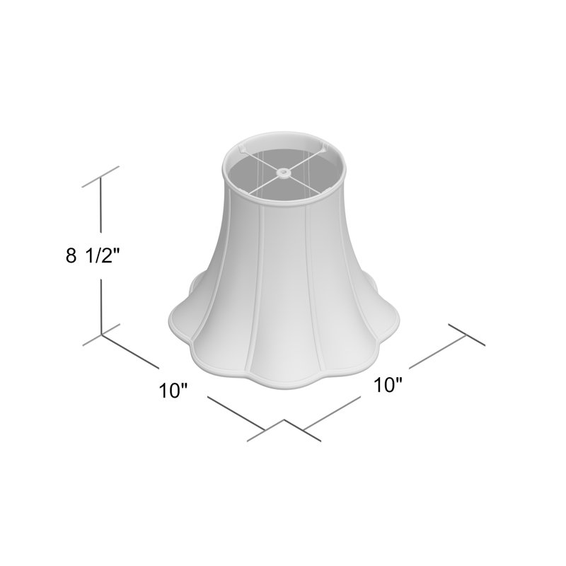 Abat-jour cloche en soie / shantung (araignée), Blanc, H 8,5 po x l 10 po x P 10 po